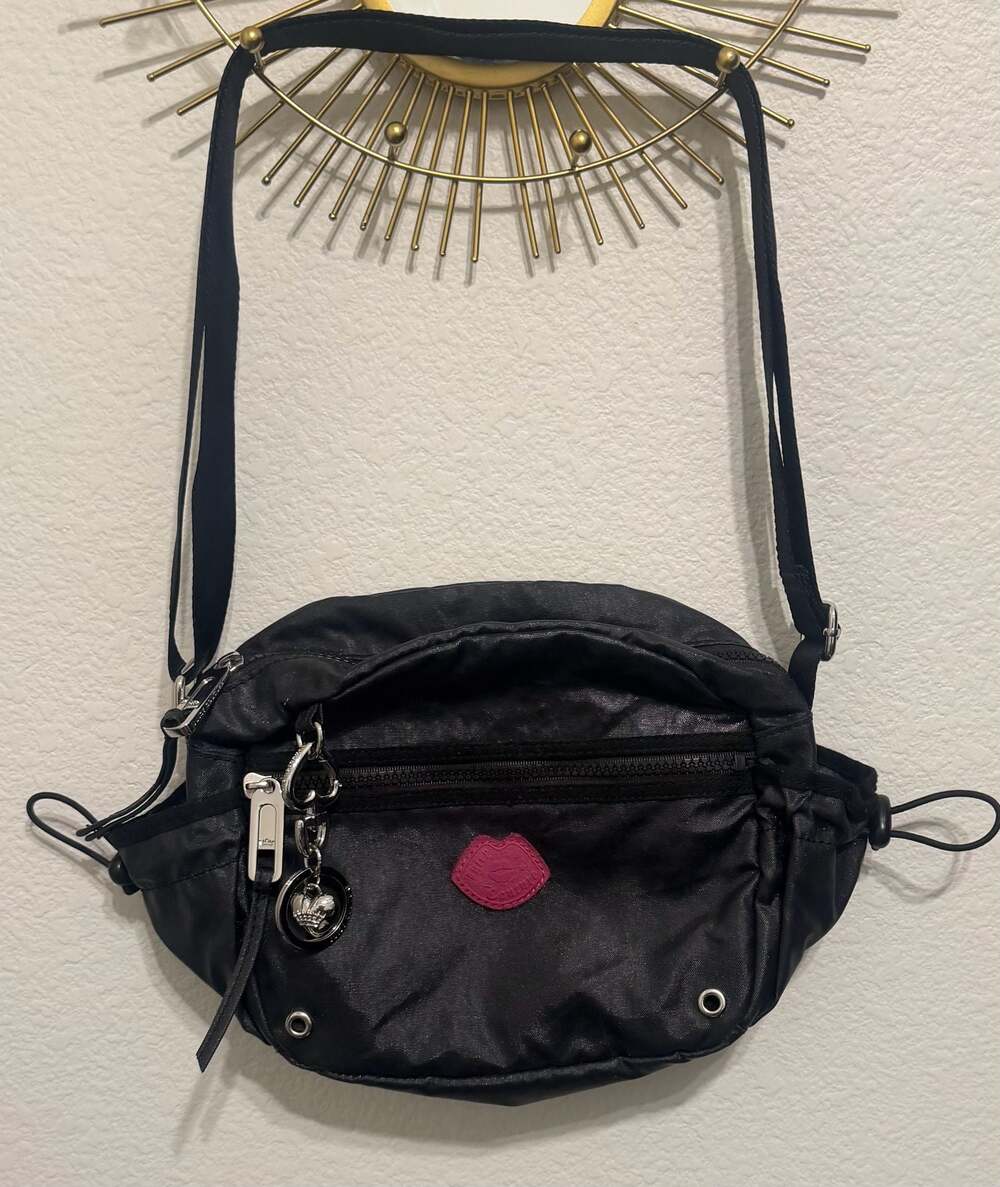 Juicy Couture Black Nylon Crossbody Bag with Heart Keyfob